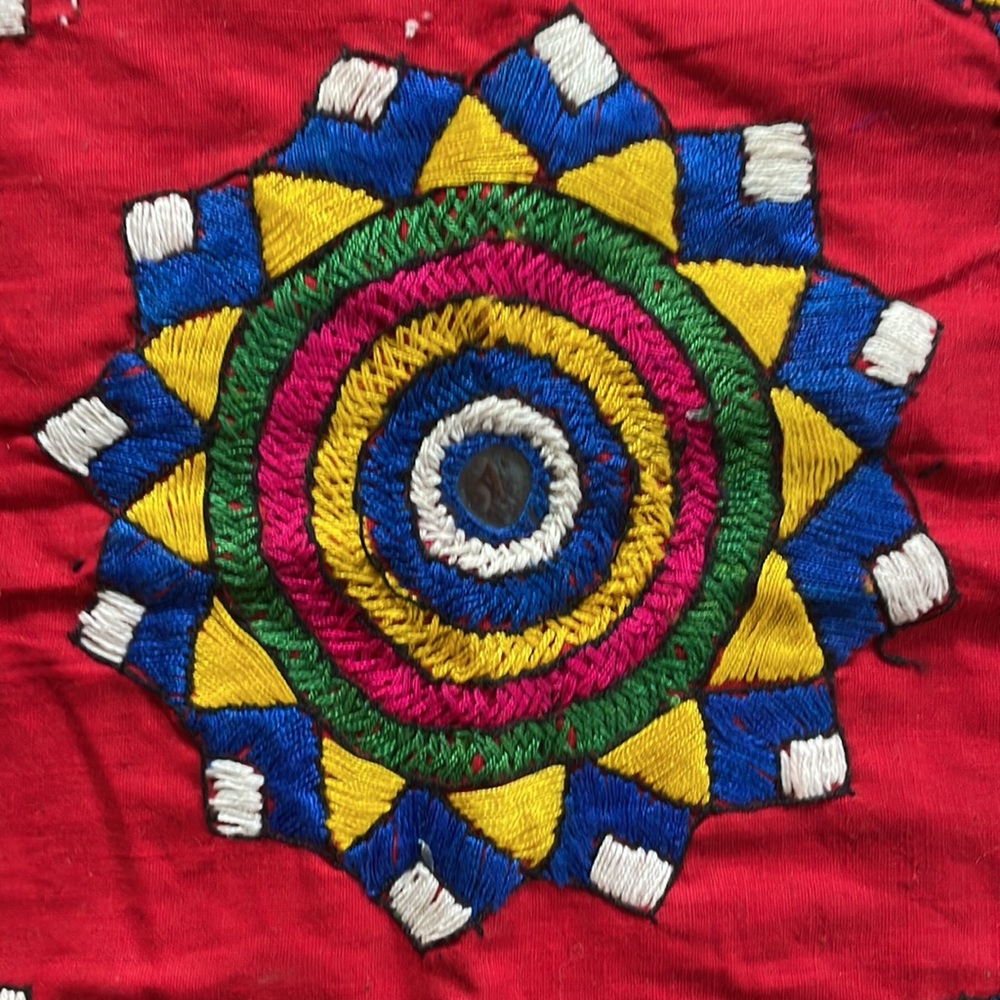 Vintage Handmade Embroidered Pillow Cover Boho India Design